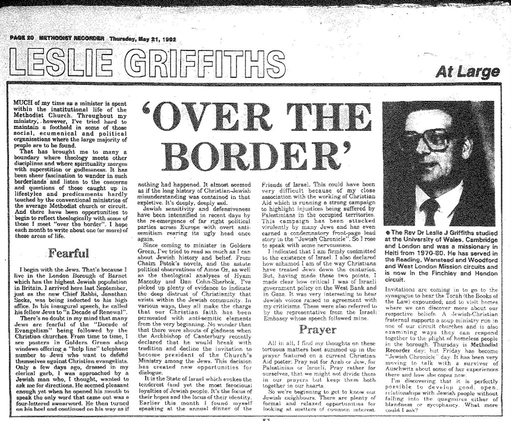 Archives & Library – Leslie Griffiths’s features in the Methodist Recorder&nbsp;online